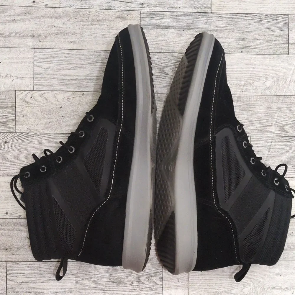 UGG Black Leather Lace-Up Ankle Boots Round Toe Rubber Sole Men's US 10